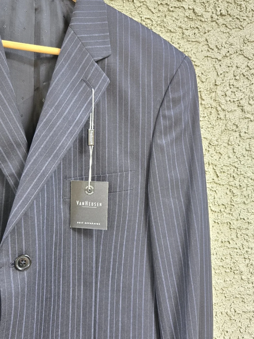 Van Heusen Men's Navy Pinstripe Blazer - Classic Tailored Suit Jacket